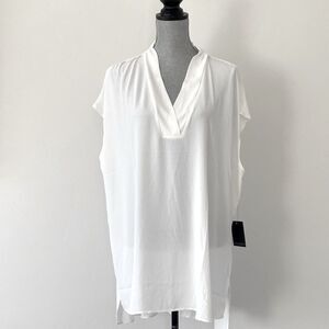 Eloquii  Elegant White Women's Sleeveless Tunic Blouse Sz 18 Feminine Vacation
